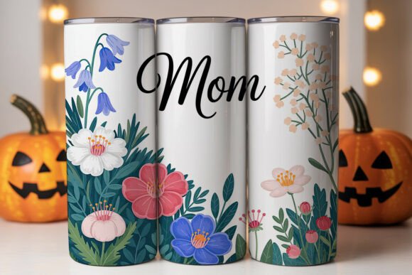 Floral Mom Watercolor 20oz Tumbler Wrap Graphics and Tumbler Wraps