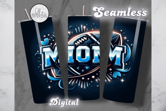 Football Mom Blue Tumbler Wrap Graphics and Tumbler Wraps