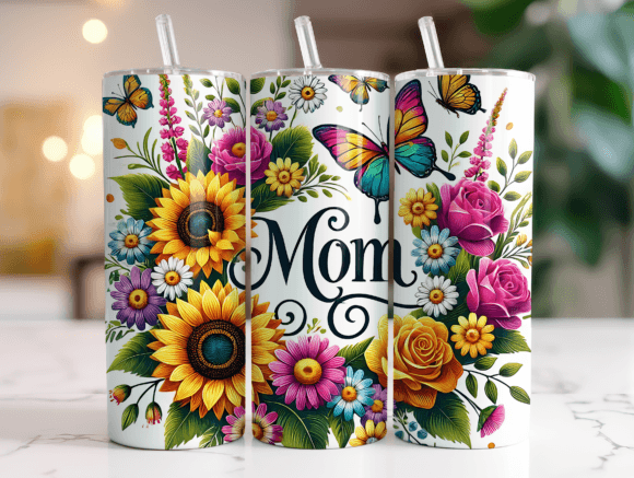 Mom 20 Oz Tumbler Wrap Sublimation PNG Graphics and Tumbler Wraps