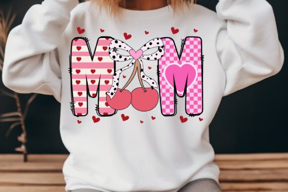Mom Cherry Coquette Valentine Retro Svg Graphics and T-Shirt Designs