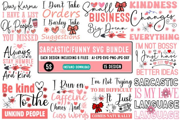 Sarcastic SVG Bundle Graphics and T-Shirt Designs