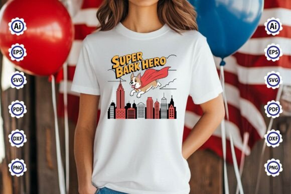 Super Bark Hero PNG T-Shirt Design Graphics
