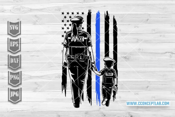 US Police Mom Son Svg Graphics and Illustrations Review