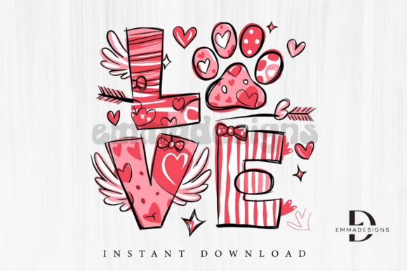 Valentine Love Brushstroke Png, Dog Love Graphics and T-Shirt Designs