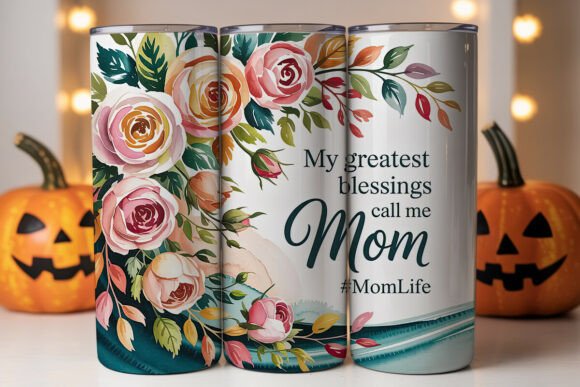Watercolor Roses Mom Tumbler Wrap Graphics and Tumbler Wraps